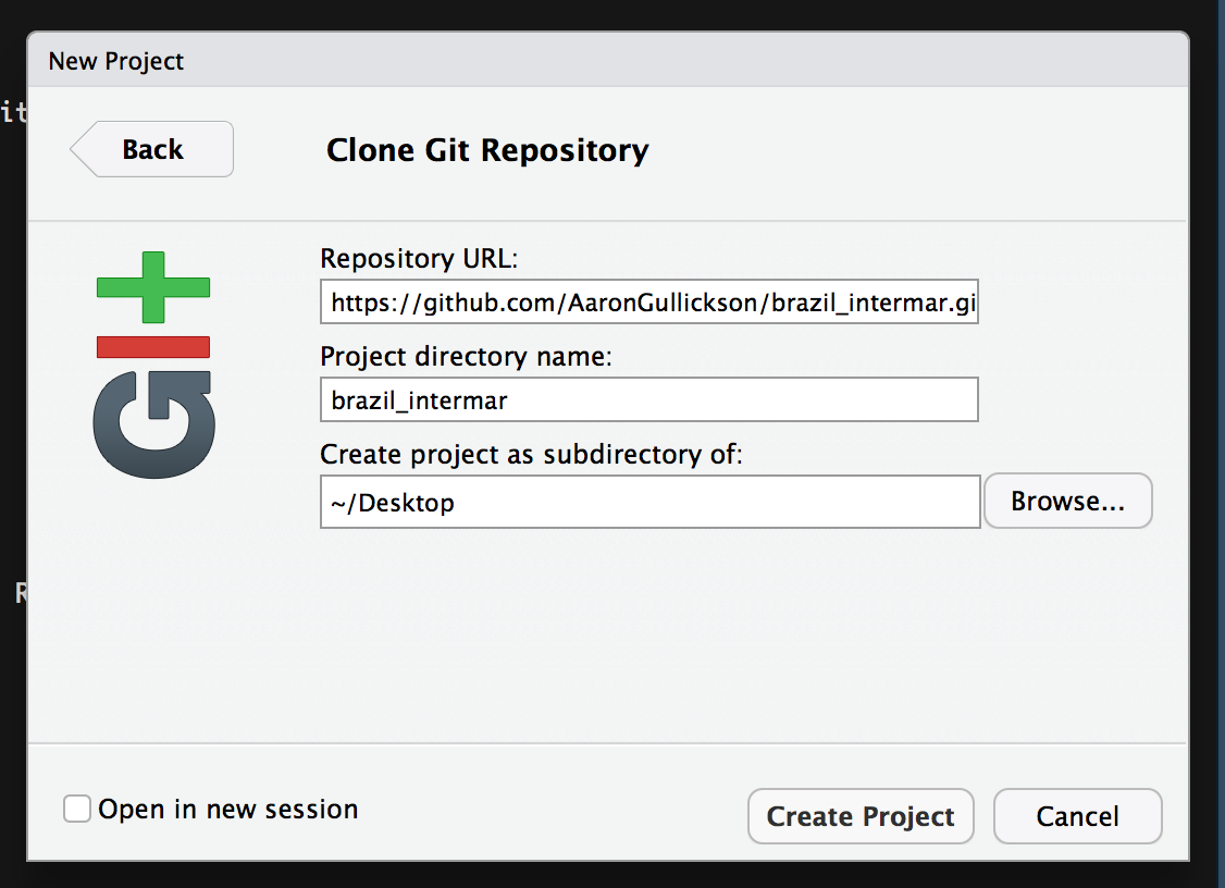 Create Project in RStudio from GitHub